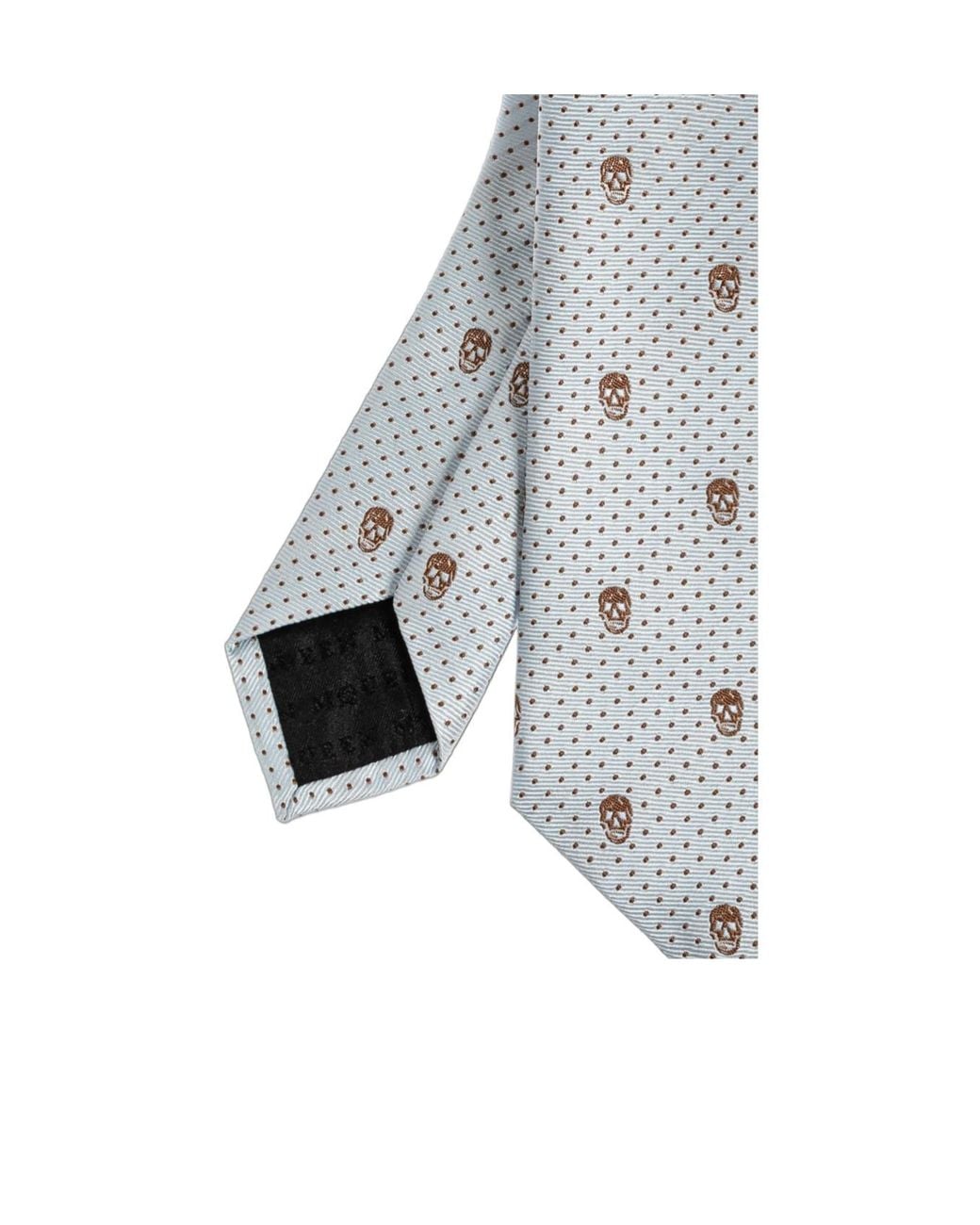McQueen White Skull-Jacquard Pointed-Tip Tie for men