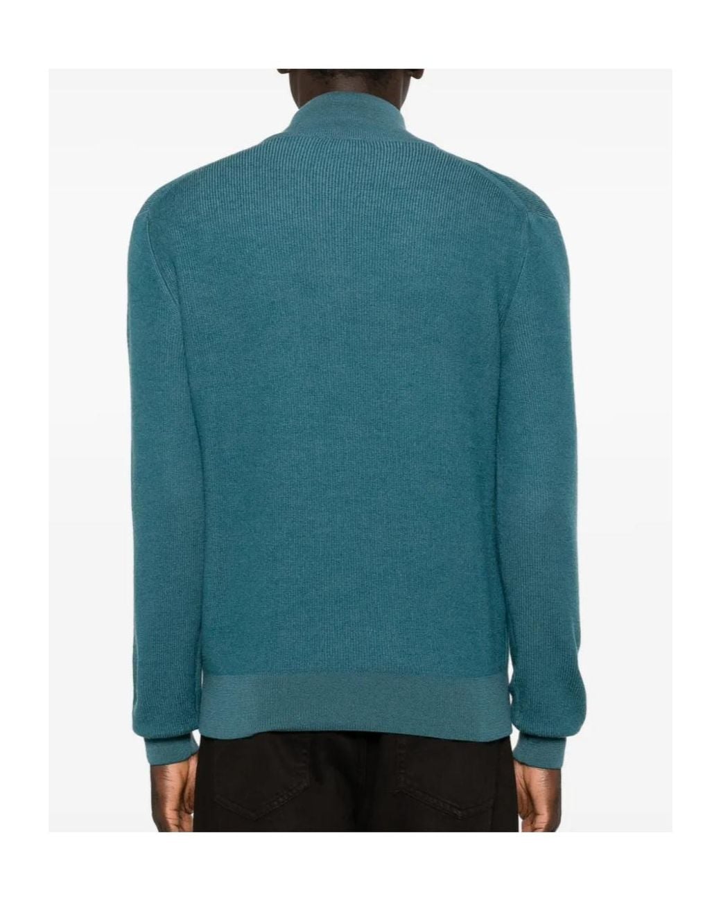 Brioni Green Half-Zip Long-Sleeve Sweater for men