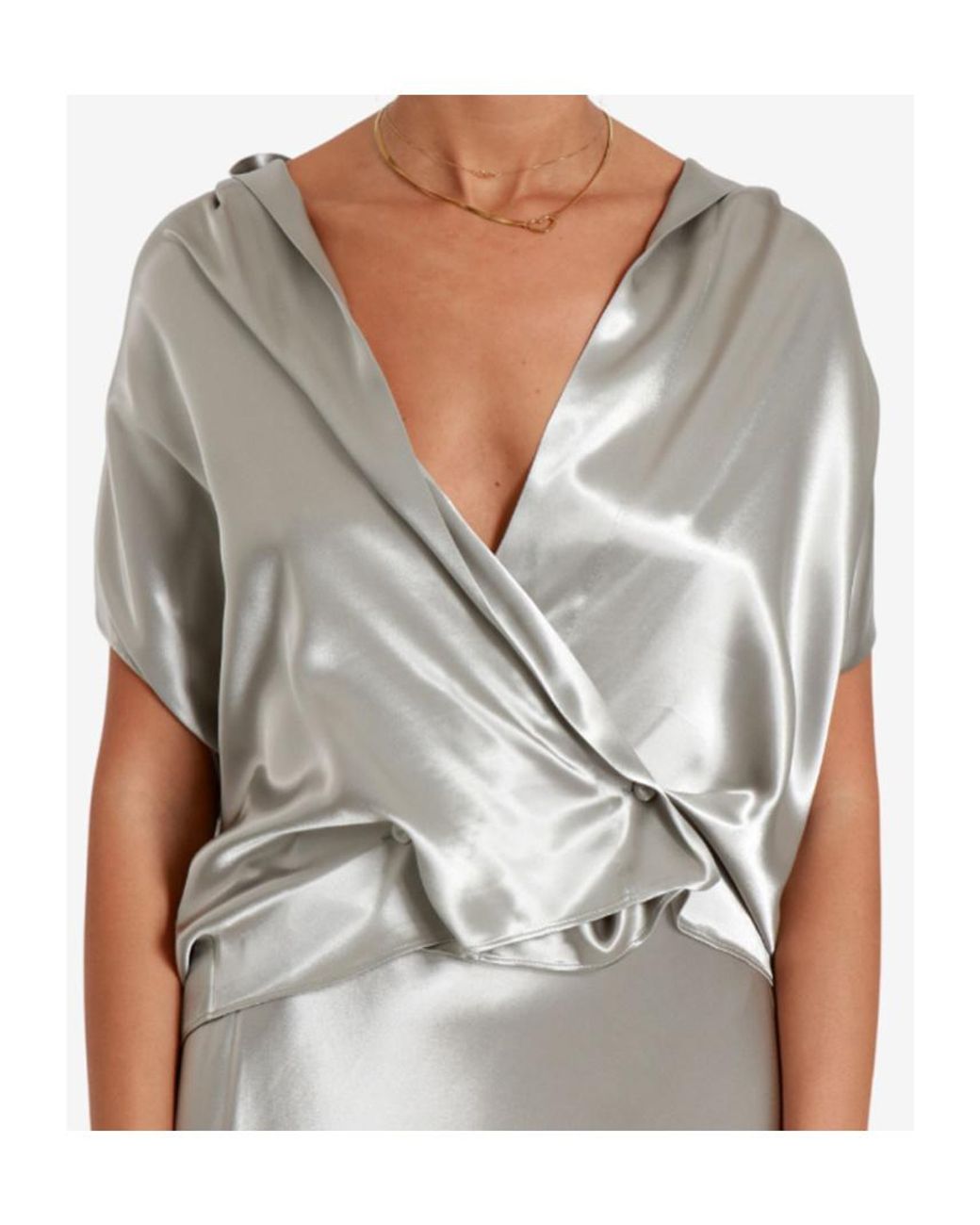 Alberta Ferretti Gray Pleated Shirt
