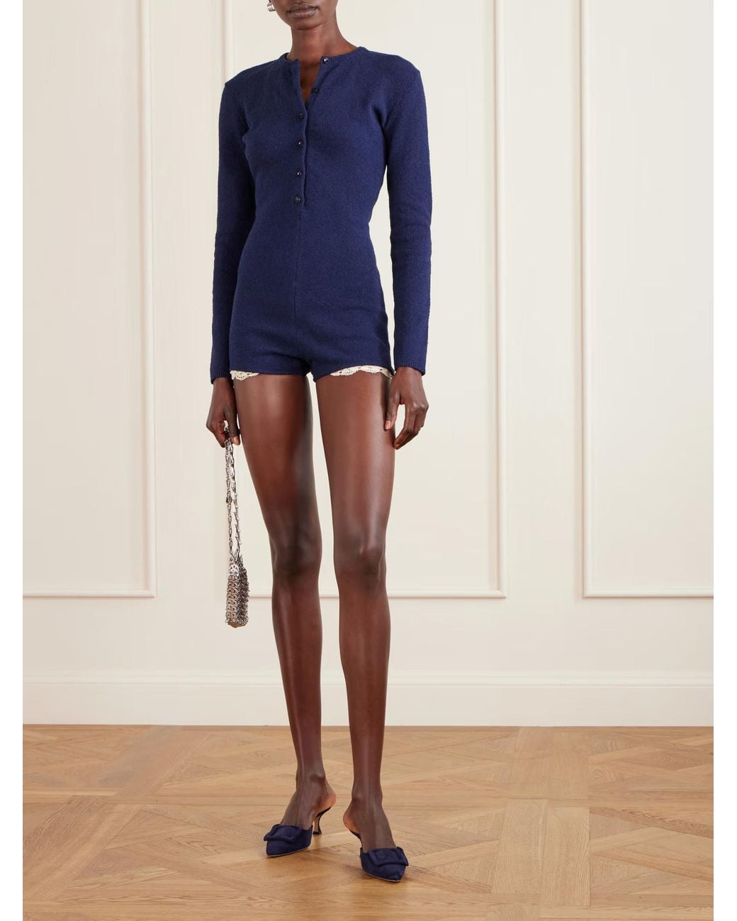 Magda Butrym Blue Terry Lace-Detailed Jumpsuit