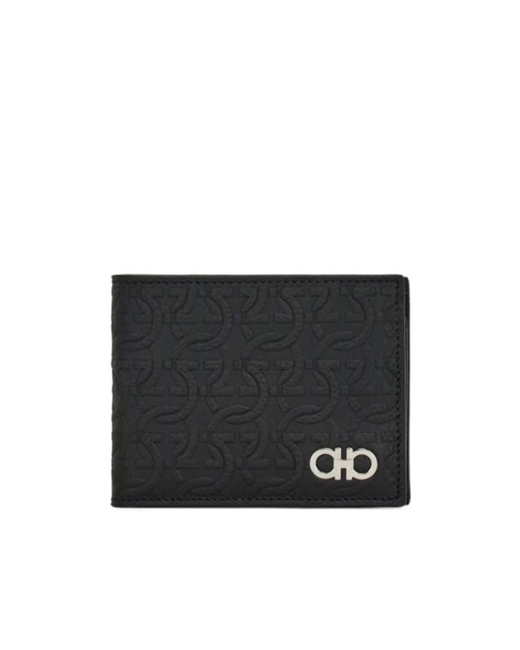 Ferragamo Black Ferragamo Embossed Logo Bifold Wallet for men