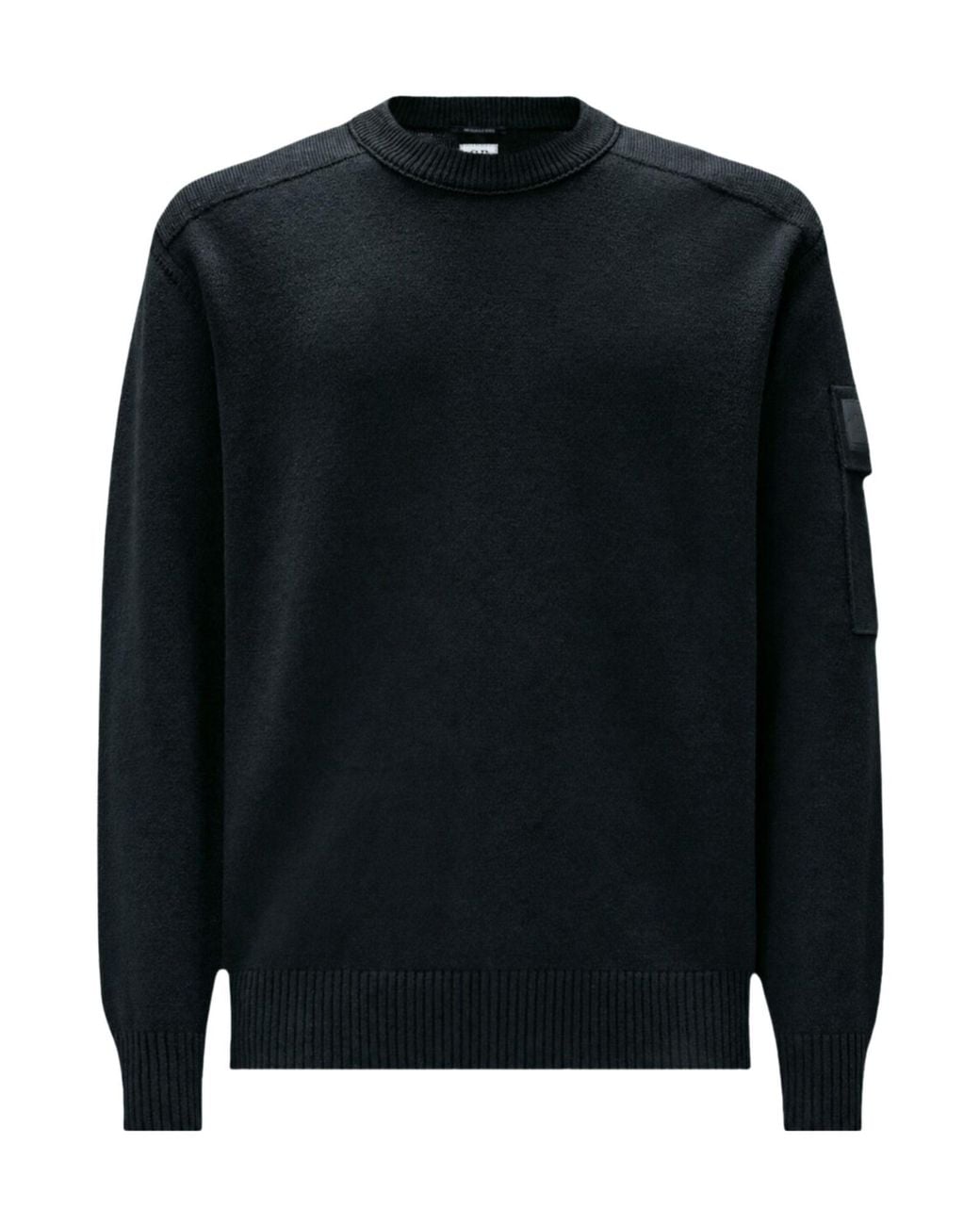 C P Company Black Metropolis Series Extrafine Merino Wool Crewneck Sweater for men