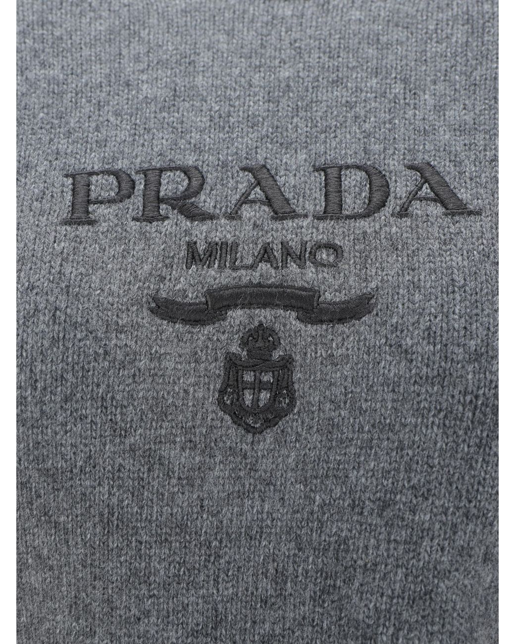 Prada Gray Wool And Cashmere Crew-Neck Sweater