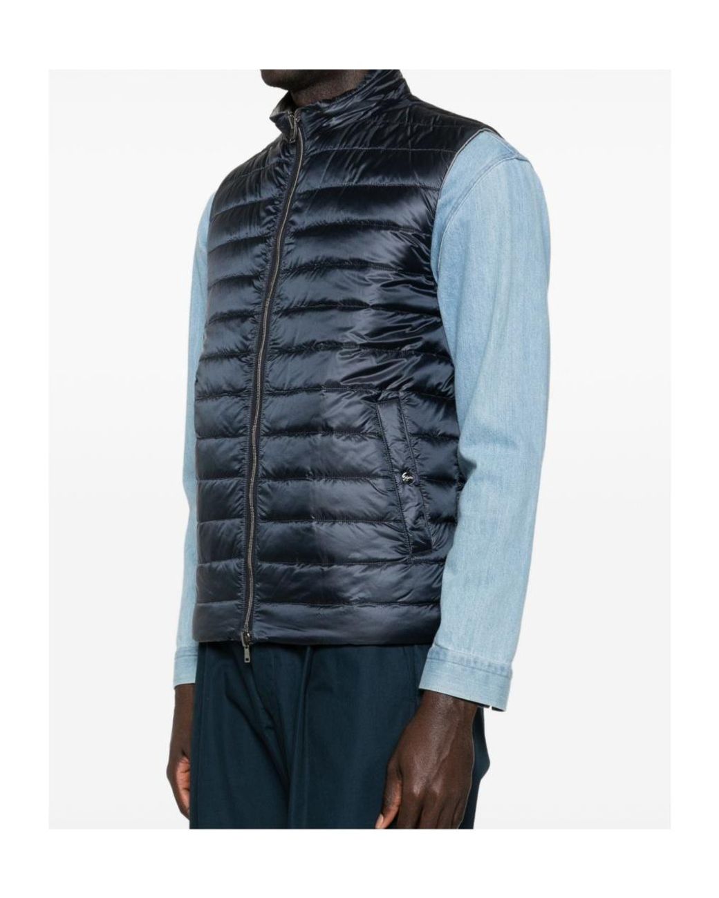 Herno Blue Zip-Up Reversible Gilet for men