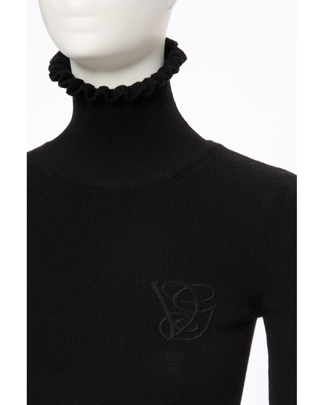 Valentino Black Logo Embroidered High Neck Jumper