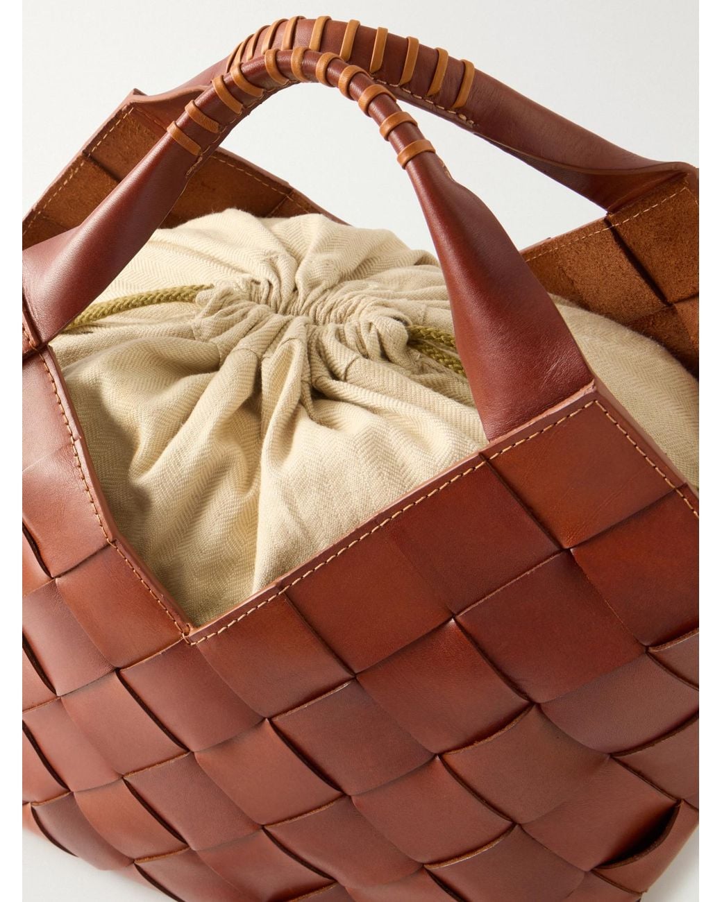 Dragon Diffusion Brown Woven Leather Tote