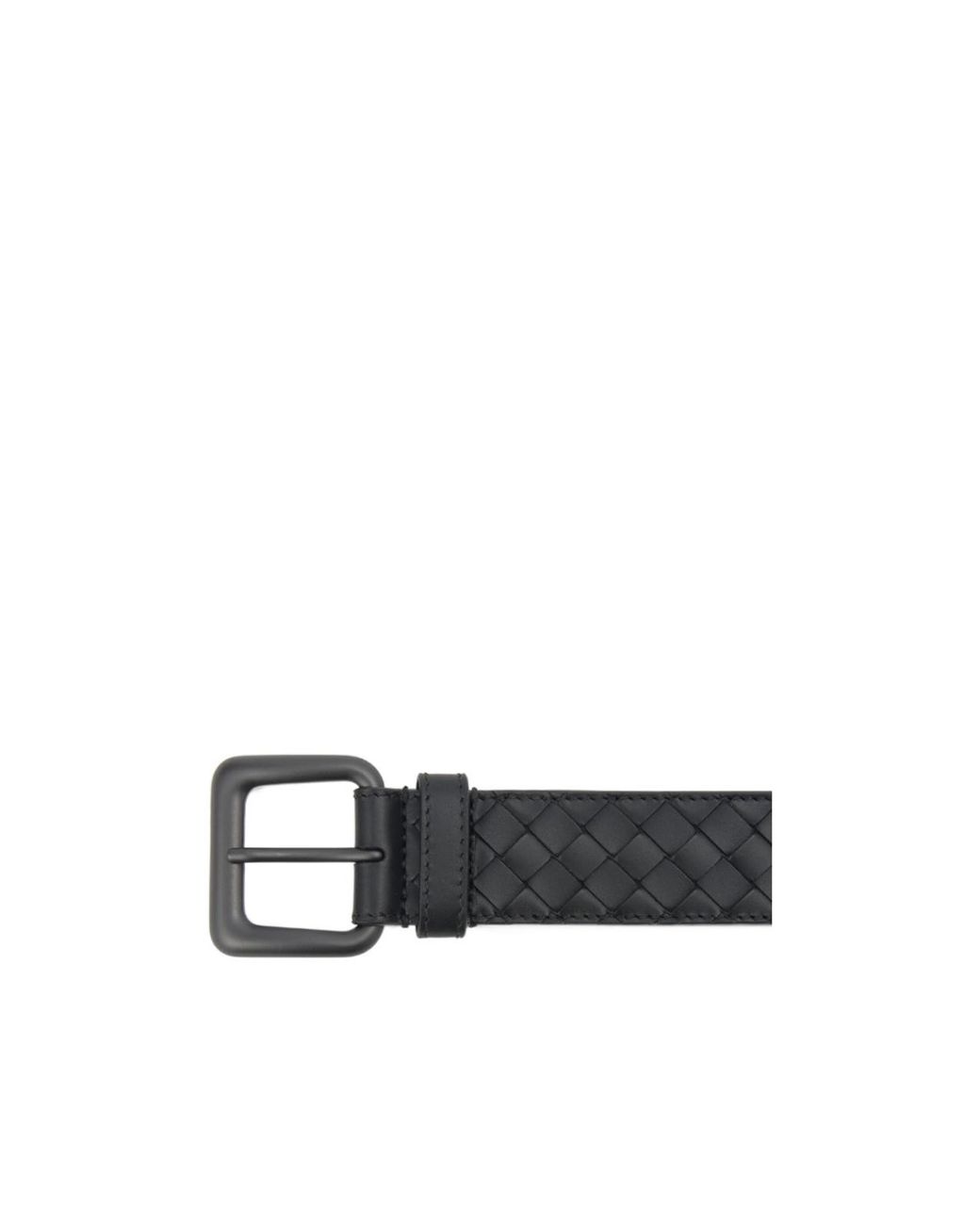 Bottega Veneta Gray Intrecciato Buckle Belt for men