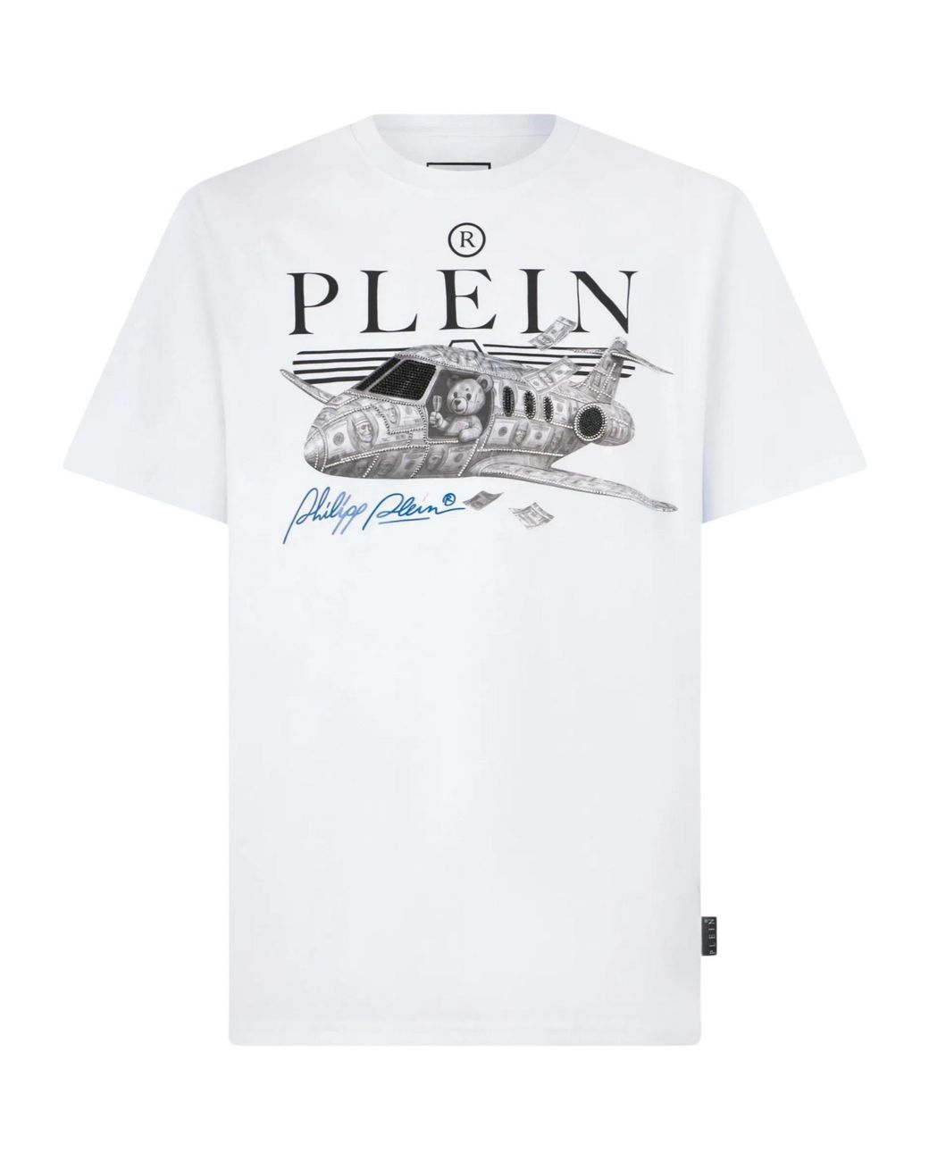 Philipp Plein White Teddy Plane Crystal-Embellished T-Shirt for men