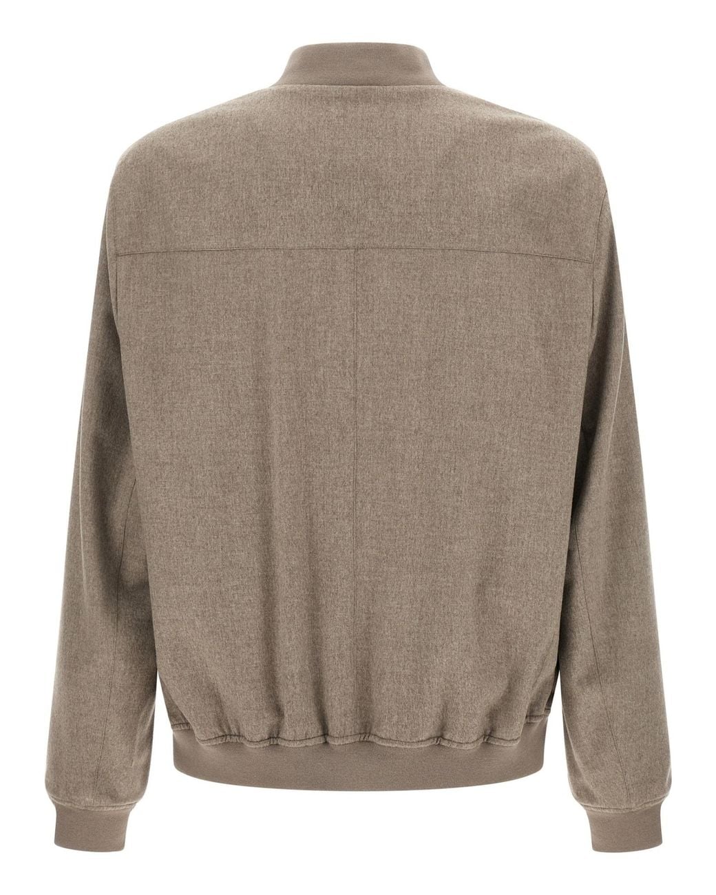 Brunello Cucinelli Gray Long-Sleeved Zip-Up Bomber Jacket for men