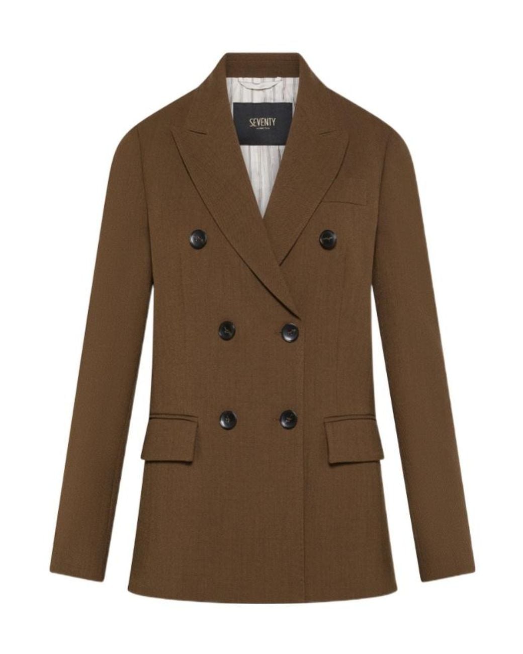 Seventy Brown Double-Breasted Blazer