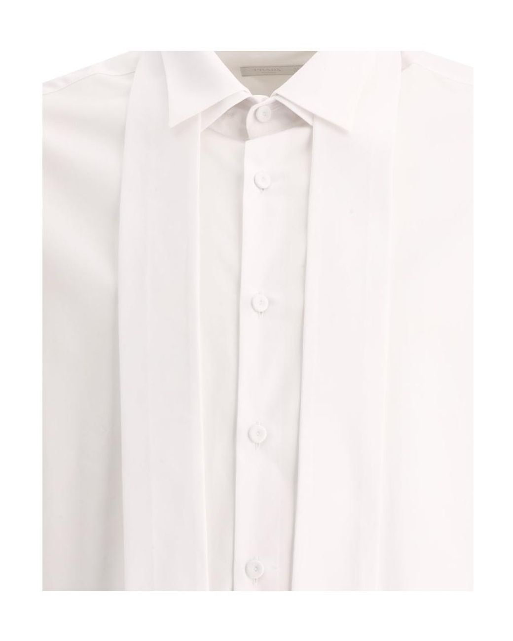 Prada White Layered-Collar Button-Up Poplin Shirt for men