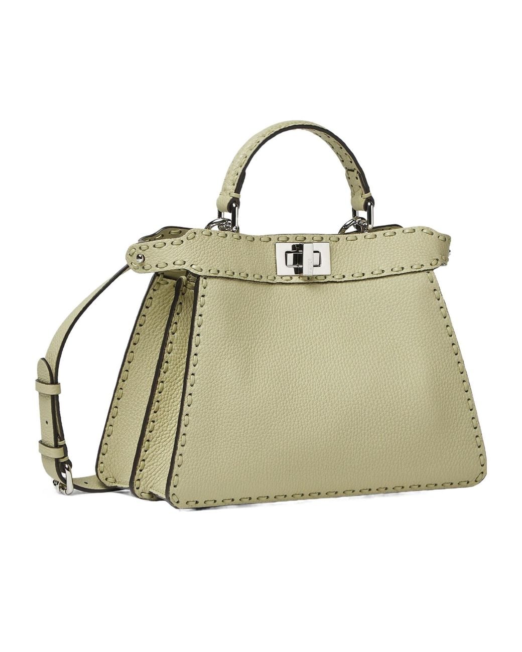 Fendi Metallic Sage Selleria Bag With 556 Hand-Sewn Topstitches
