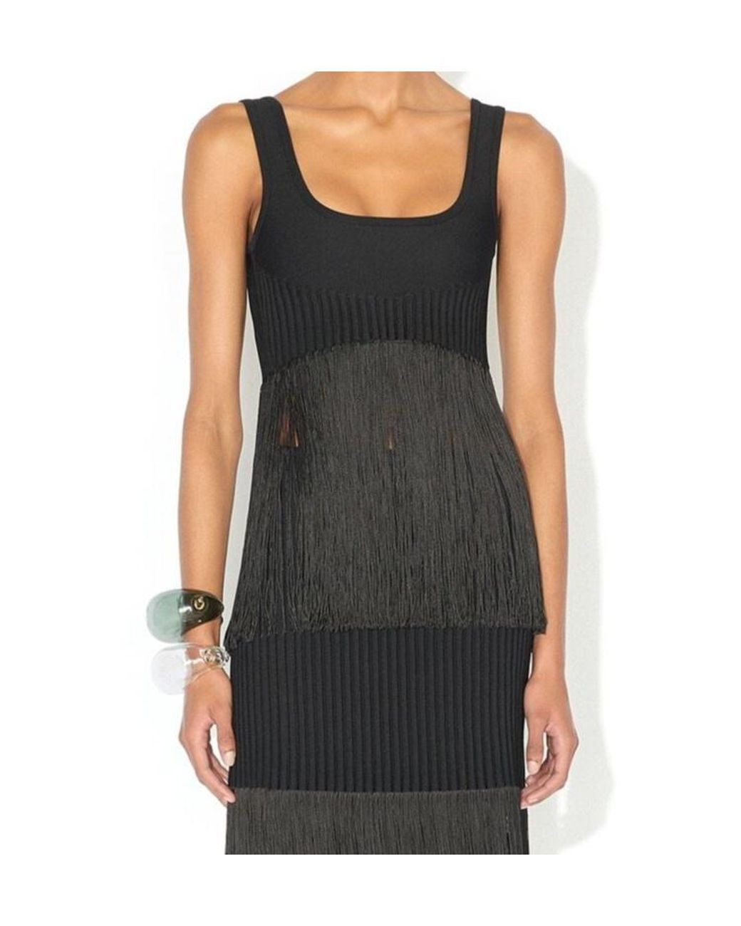 Alaïa Black Fringed Tank Top