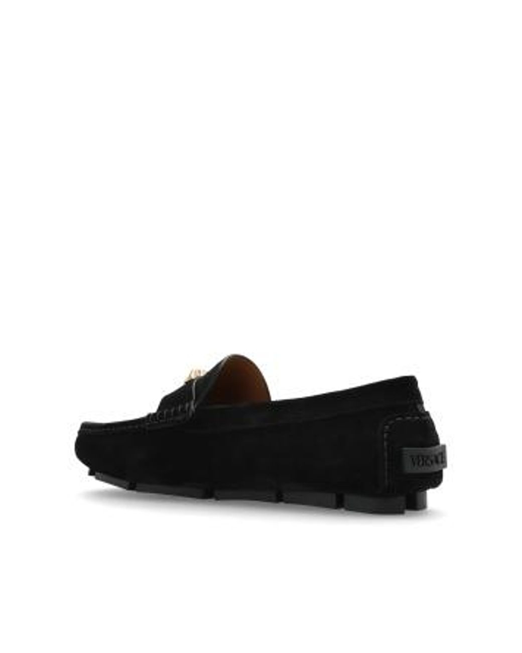 Versace Black Medusa Plaque Slip-On Loafers for men