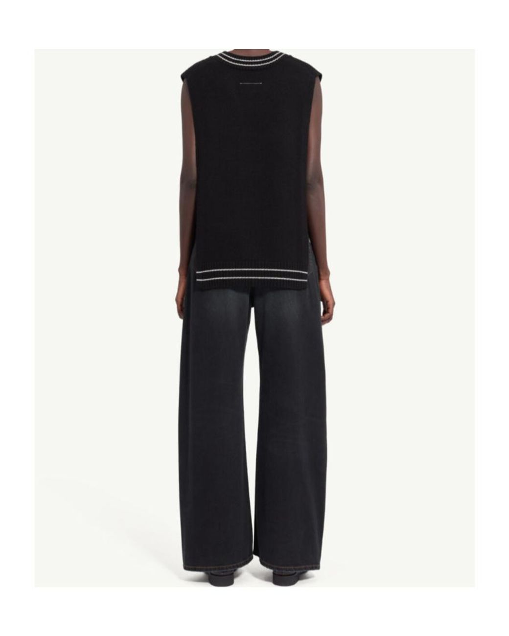 MM6 by Maison Margiela Black Logo-Embroidered V-Neck Gilet