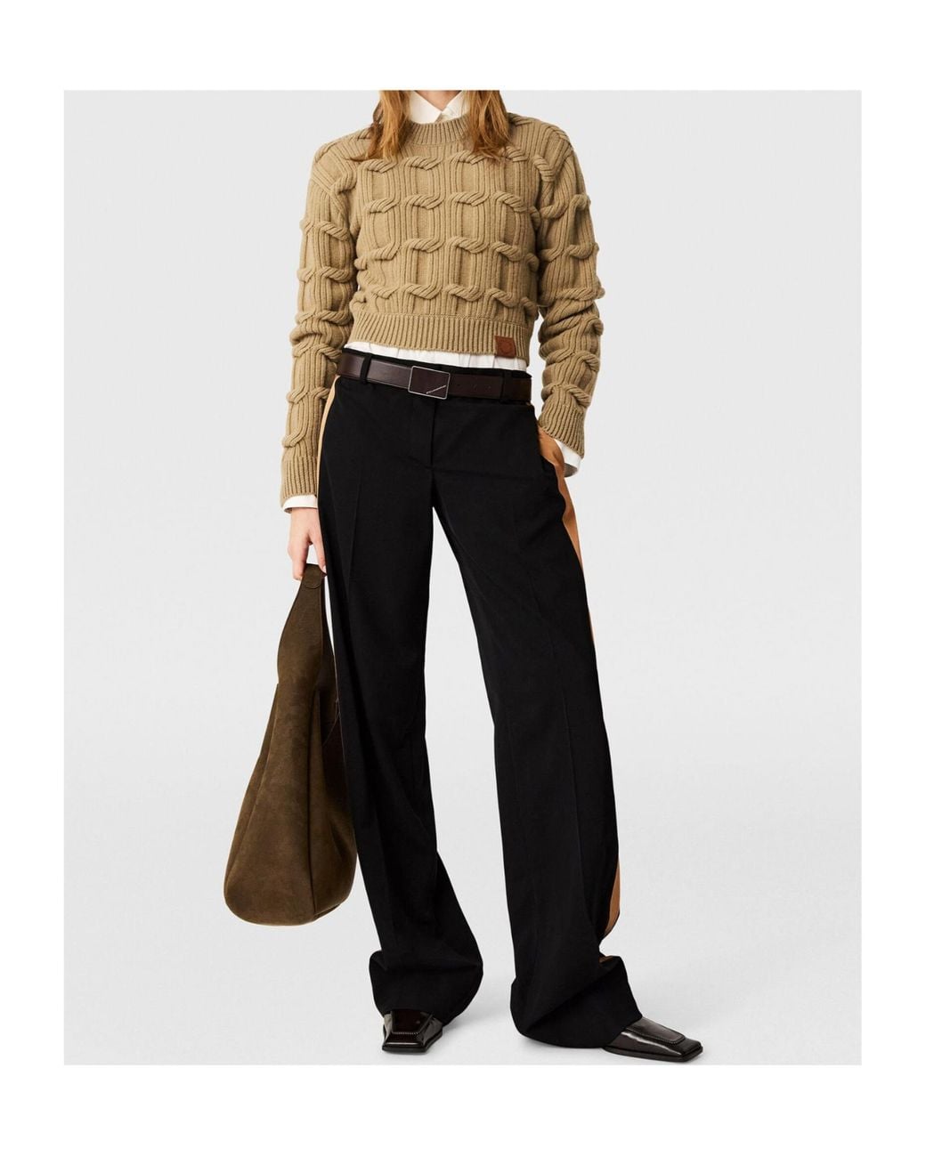Stella McCartney Natural Falabella Cable-Knit Crewneck Jumper