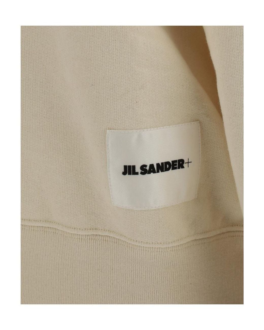 Jil Sander Natural Logo-Patch Straight Hem Sweatshirt