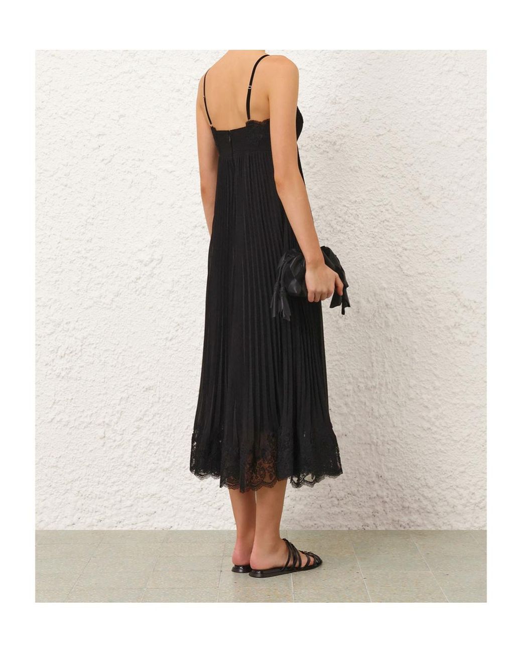 Zimmermann Black Pleated Slip Dress