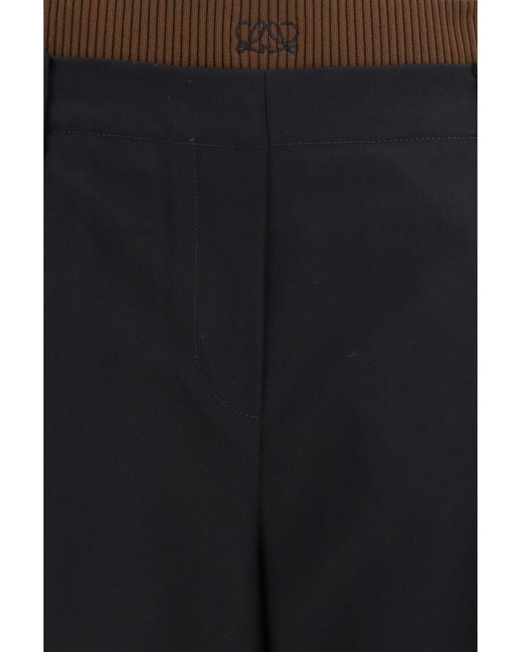 Loewe Black Wide-Leg Pants With Ribbed Waistband