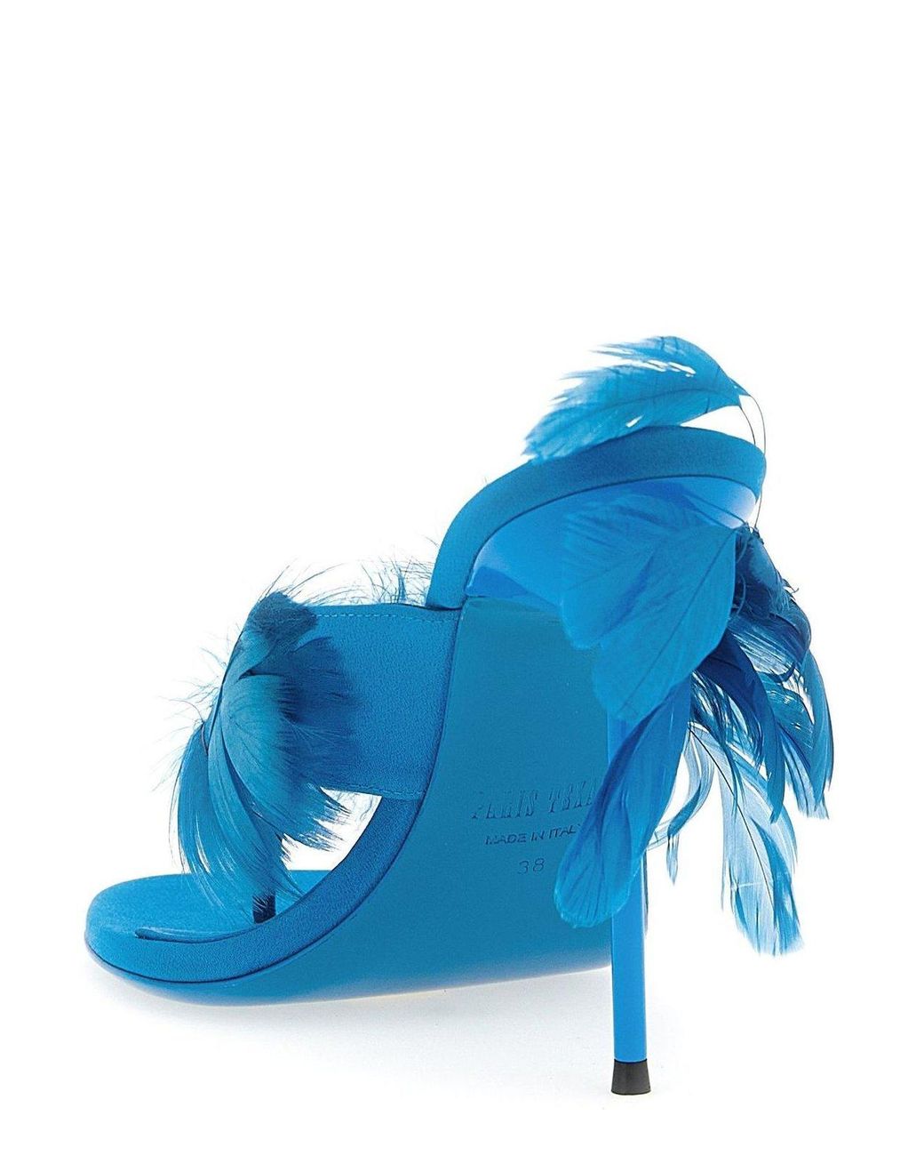 Paris Texas Blue Lidia Feather Thong Mules