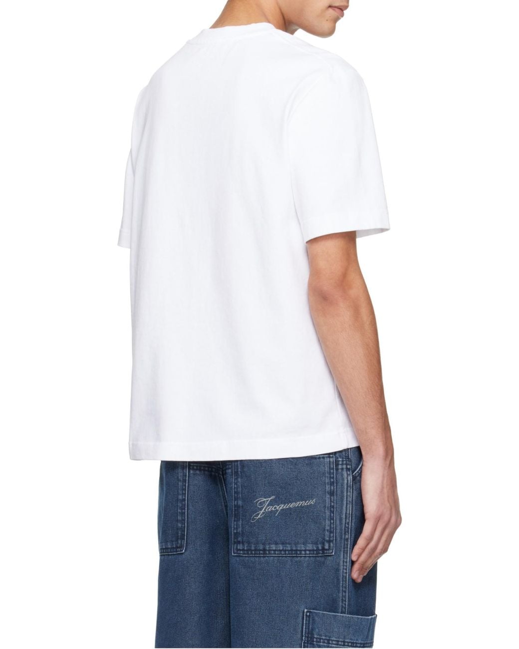 Jacquemus White Logo Patch Crew Neck T-Shirt for men