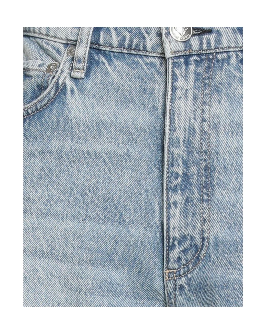 Rag & Bone Blue Plain Colour Wide-Leg Jeans