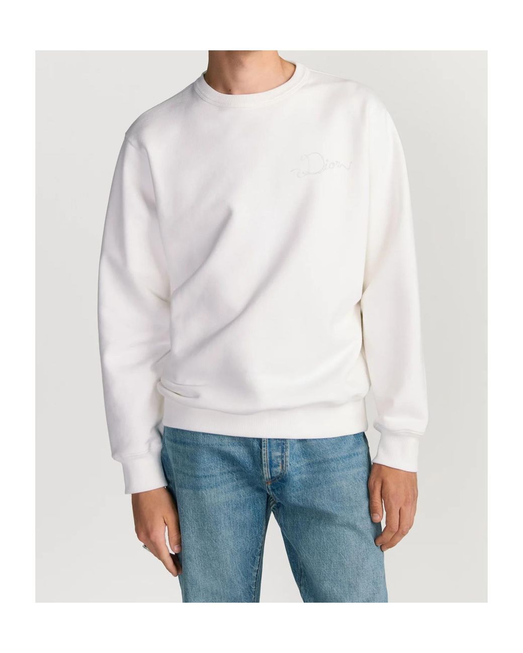 Dior White Homme Ribbon Crewneck Sweatshirt for men