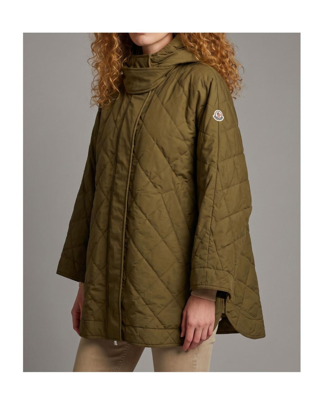 Moncler Green Diamond-Quilted Cape