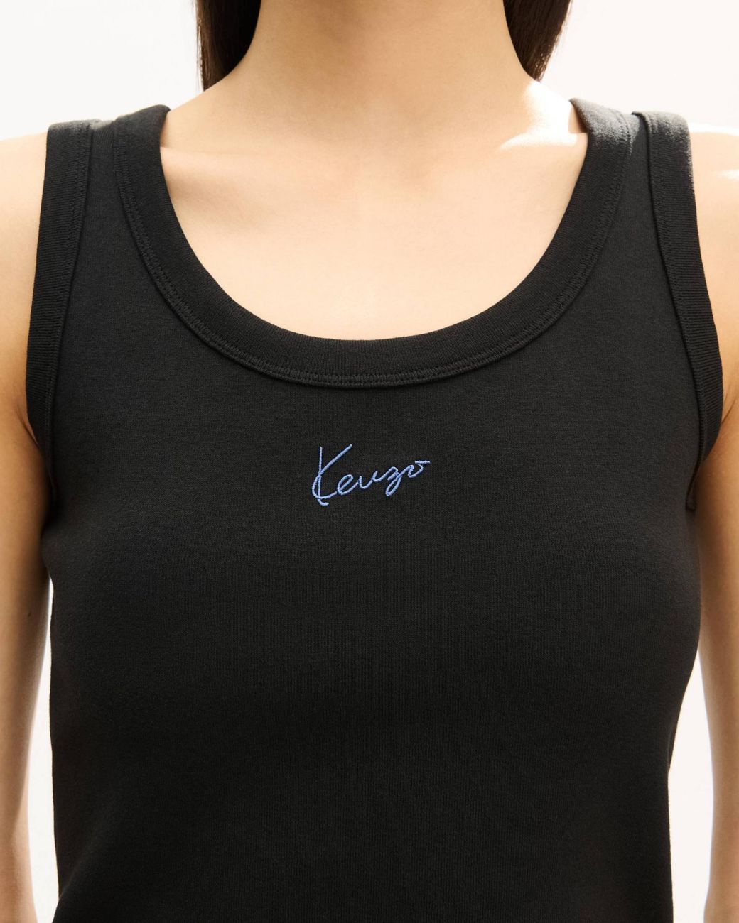 KENZO Black Logo Ribbed Tank Top