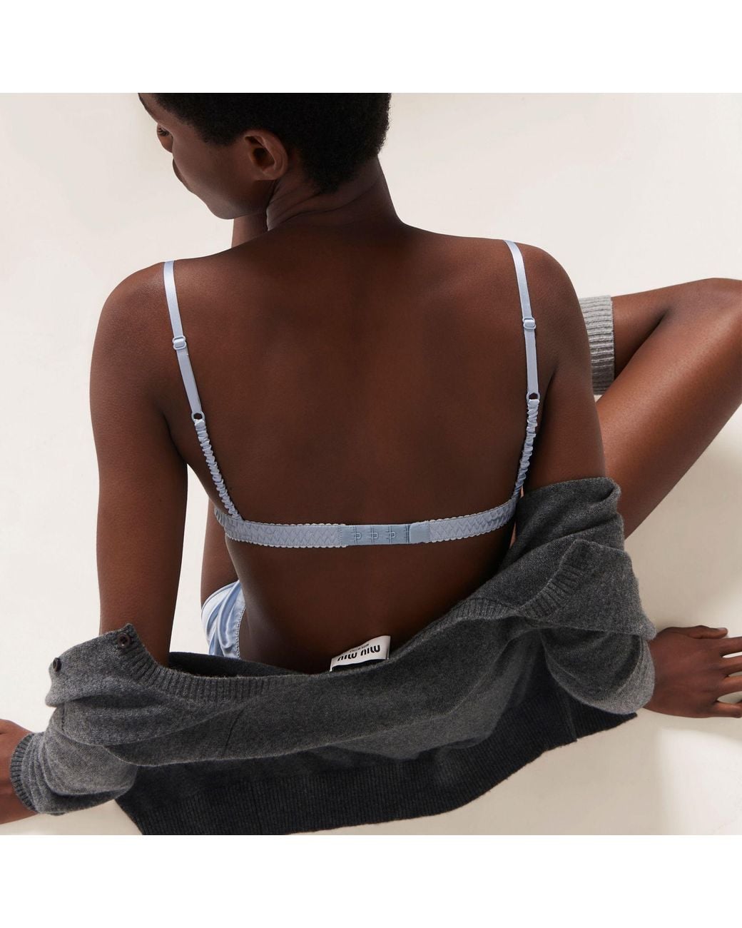Miu Miu Blue Satin Bra