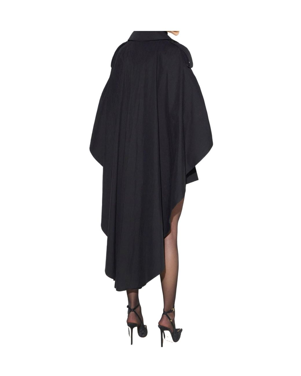 Elisabetta Franchi Black Belted Cape-Panel Coat