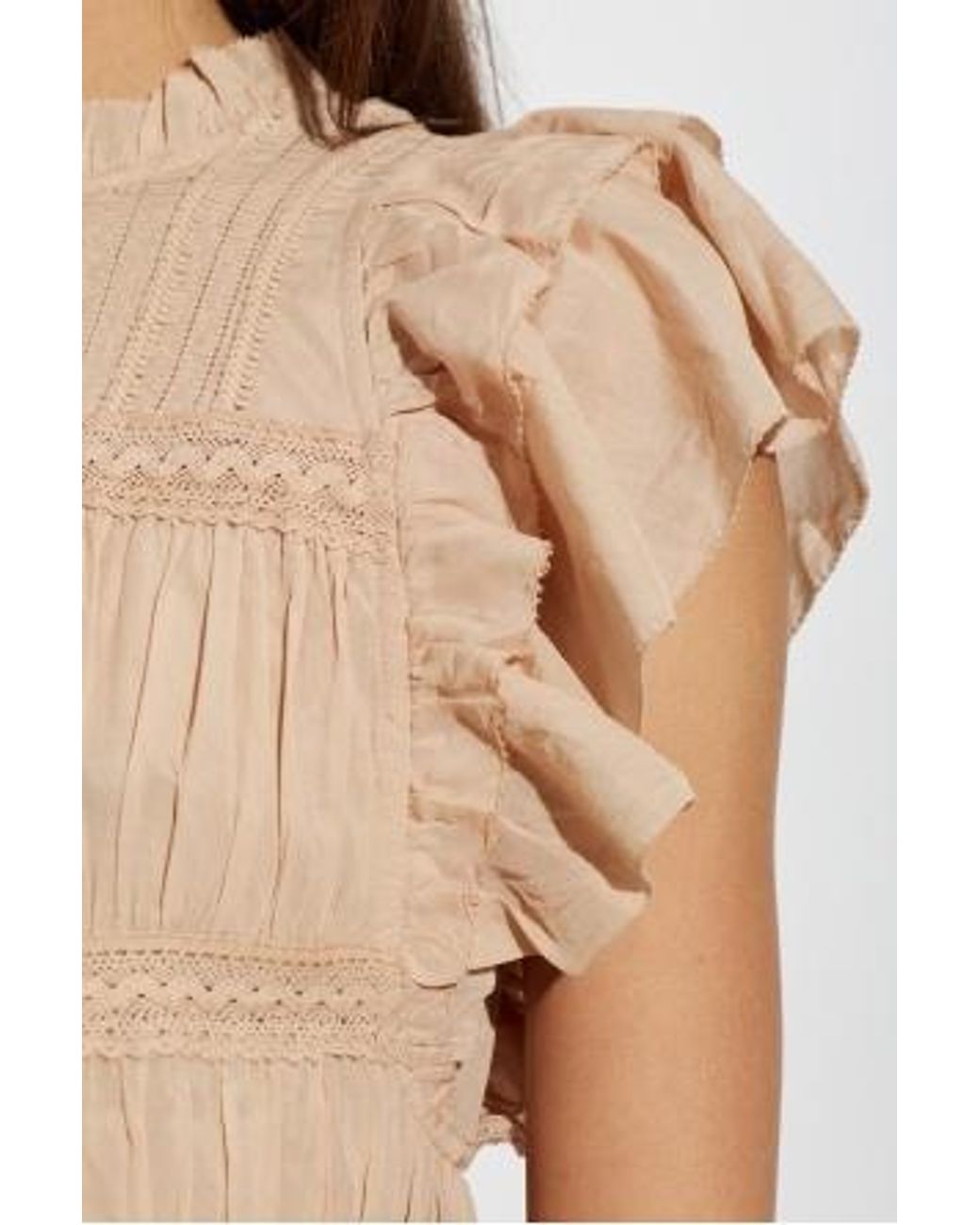 AllSaints Natural Pleated Top