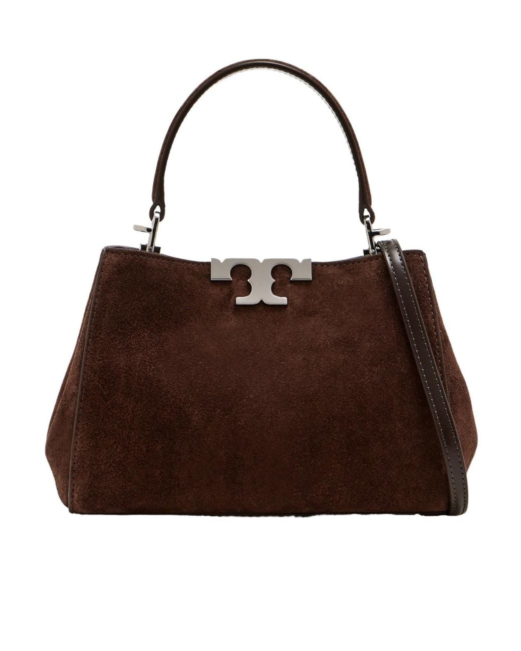 Tory Burch Brown Mini Eleanor Logo Plaque Satchel Bag