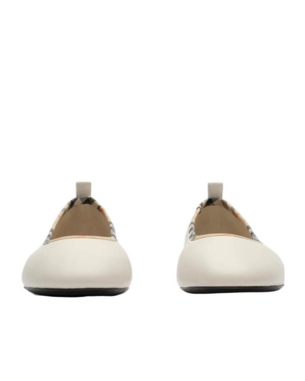 Burberry Natural Robin Check-Trim Ballet Flats