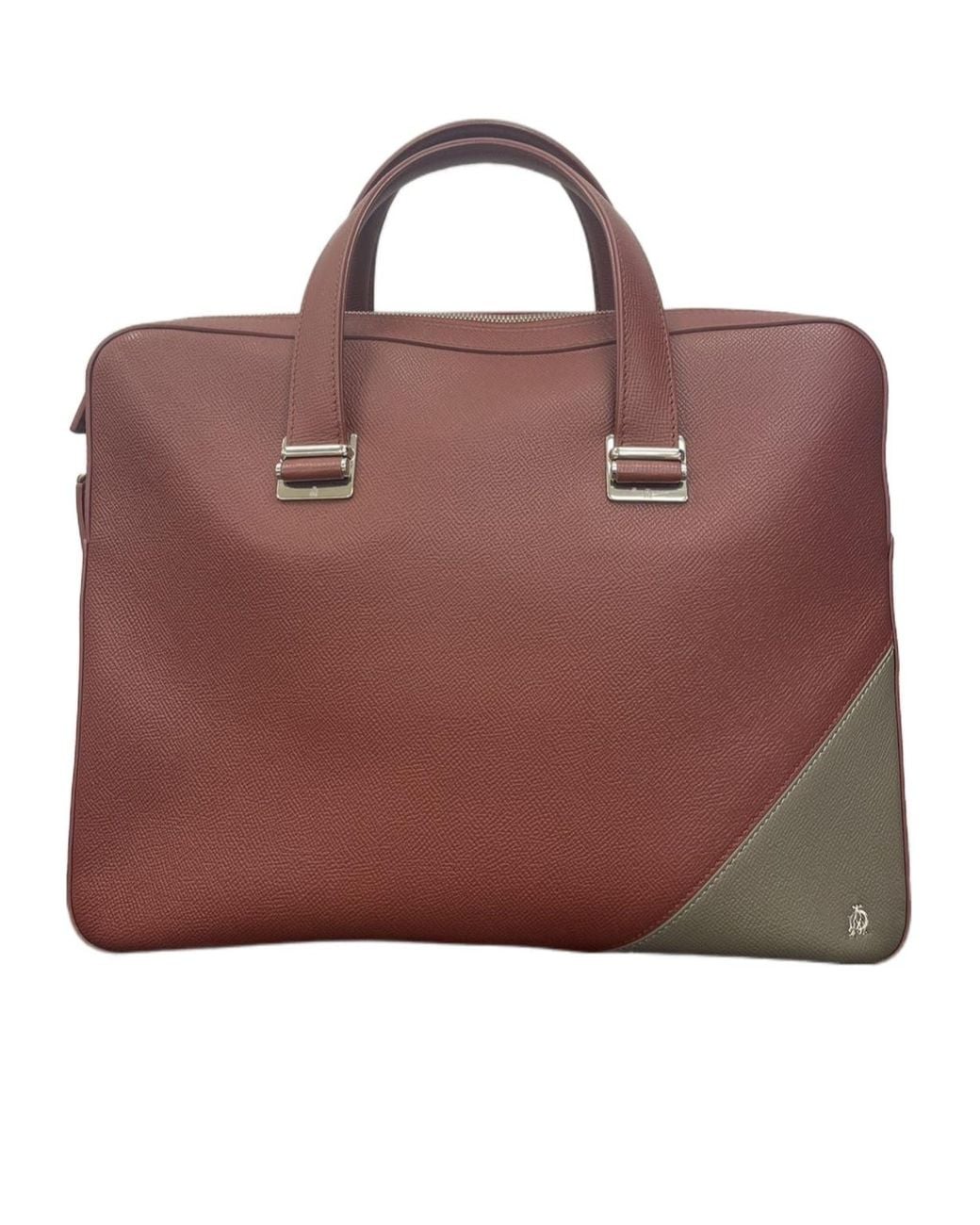 Dunhill Brown Color-Block Zip Handbag for men