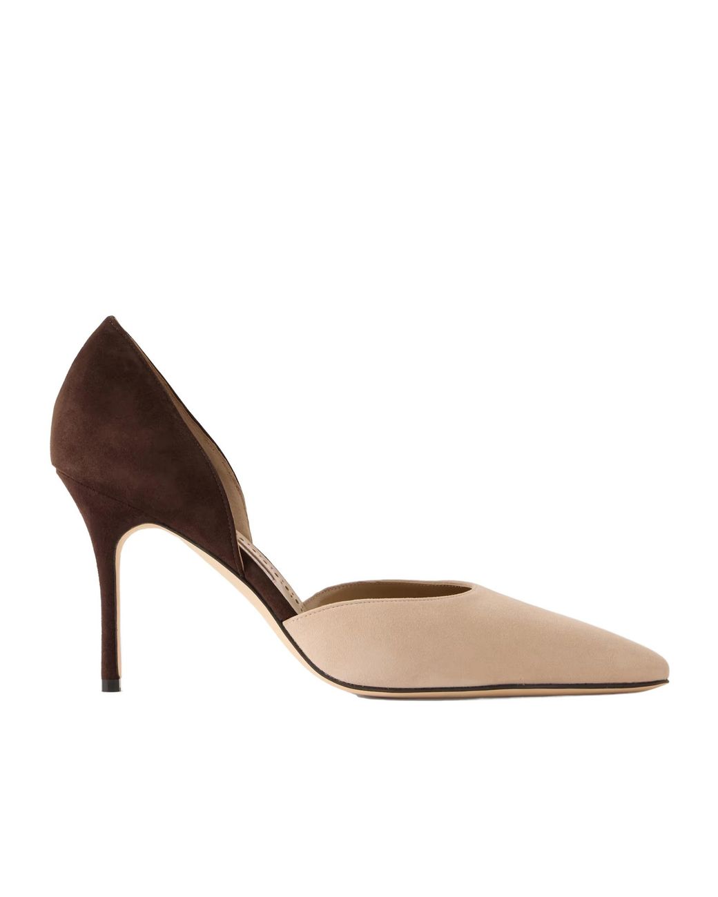 Manolo Blahnik Brown Two-Tone Suede Pumps