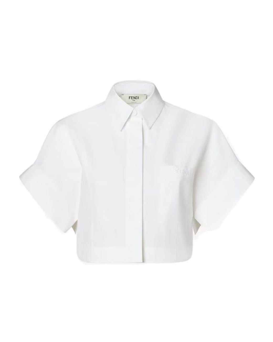 Fendi White Cocoon Sleeves Cropped Shirt