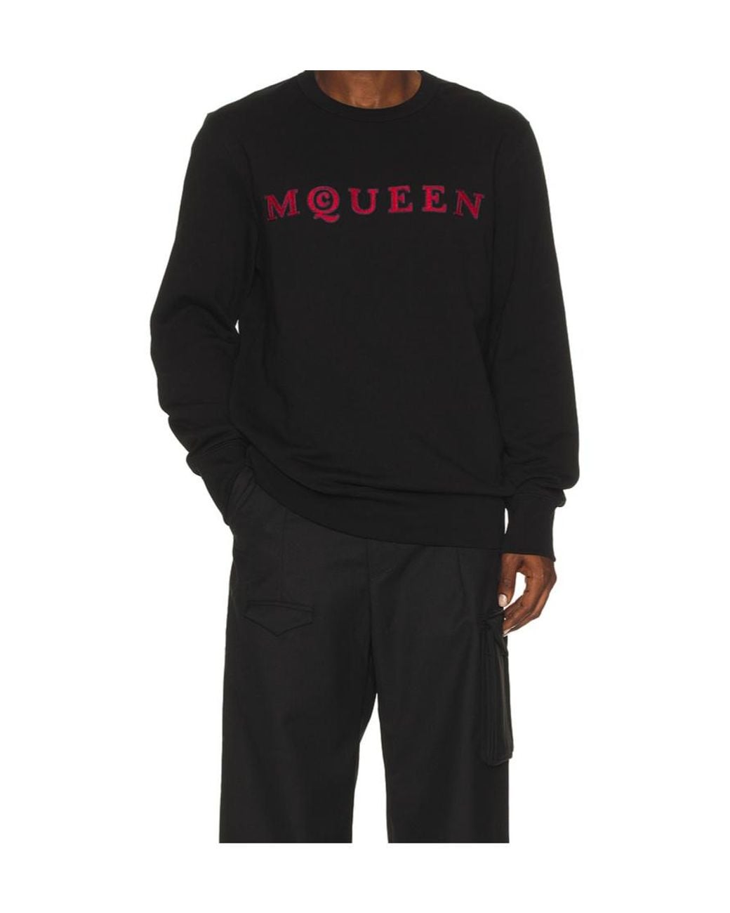 McQueen Blue Logo Embroidered Crewneck Sweatshirt for men