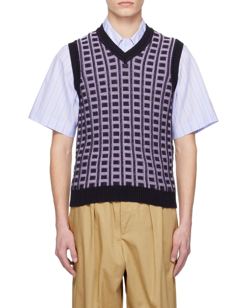 Marni Blue Knitted Cotton Vest for men