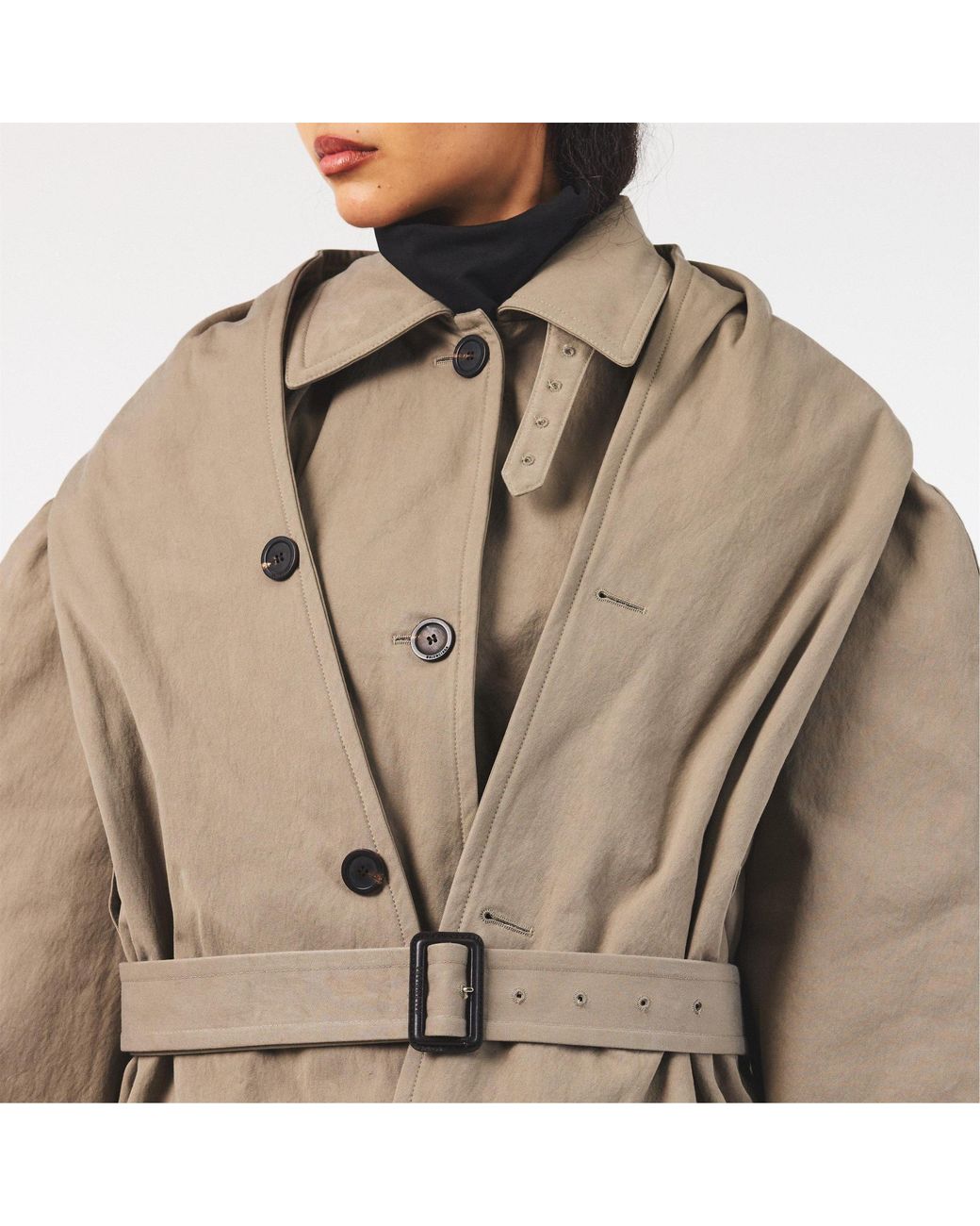 Balenciaga Gray Hooded Trench Coat