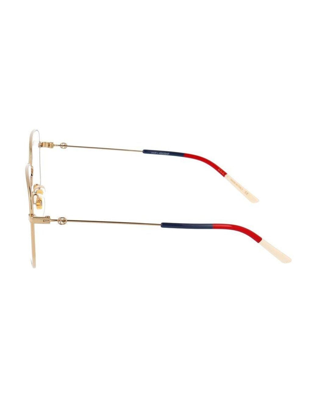 Gucci White Eyewear Hexagonal Framed Glasses