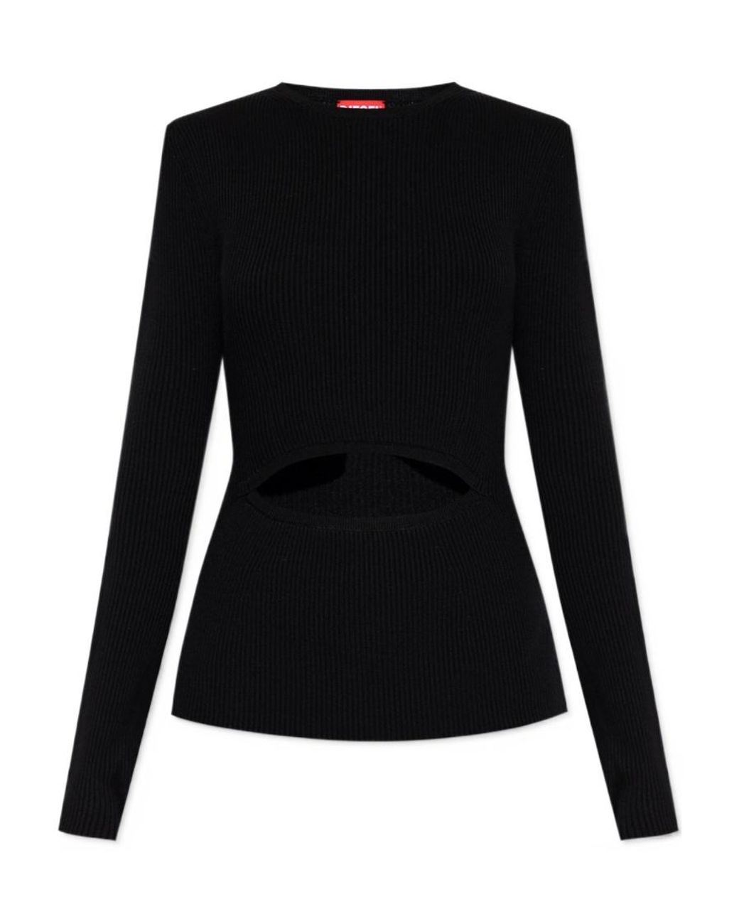 DIESEL Black Peris Cut-Out Ribbed-Knit Top
