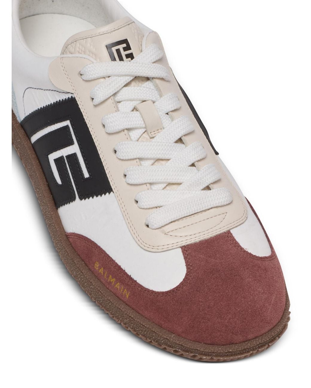 Balmain Brown Swan Suede And Nylon Trainers for men