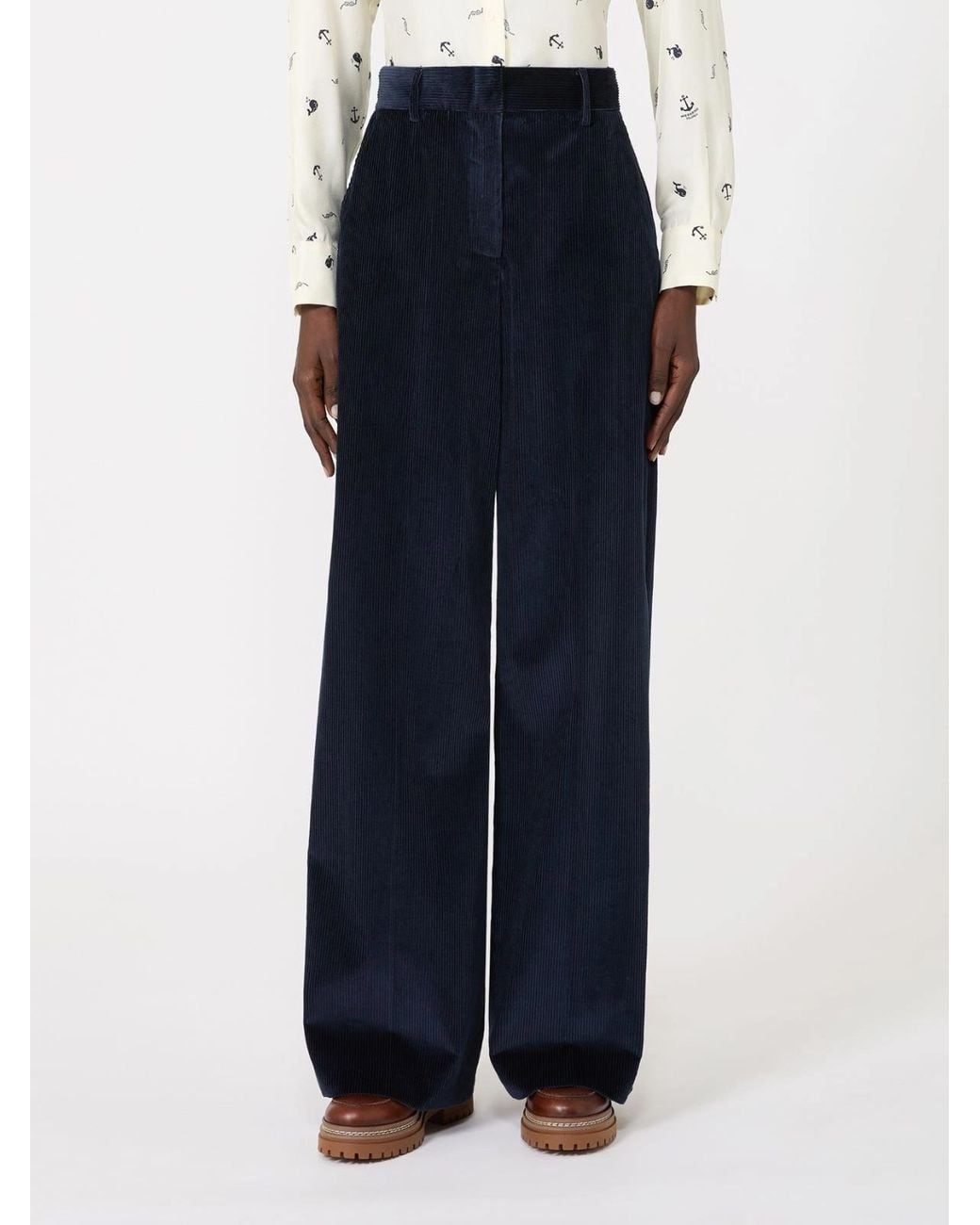 Weekend by Maxmara Blue Wide-Leg Corduroy Pants