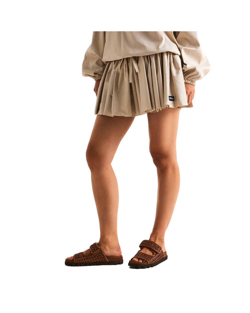 Miu Miu Natural Pleated Mini Skirt