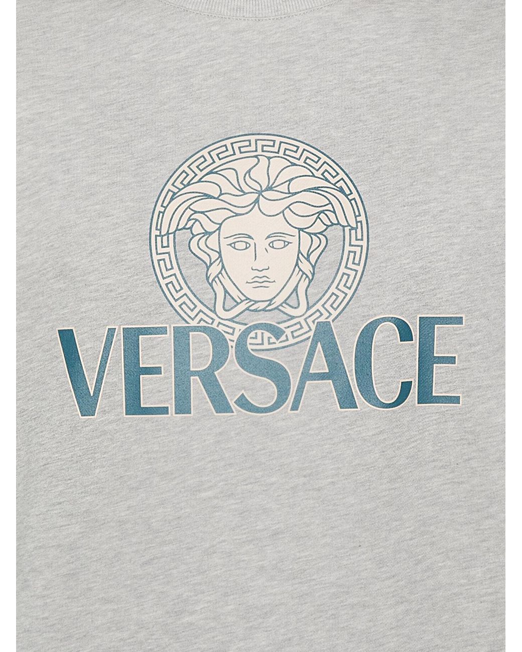 Versace Gray Medusa Head-Print Cotton Sweatshirt for men