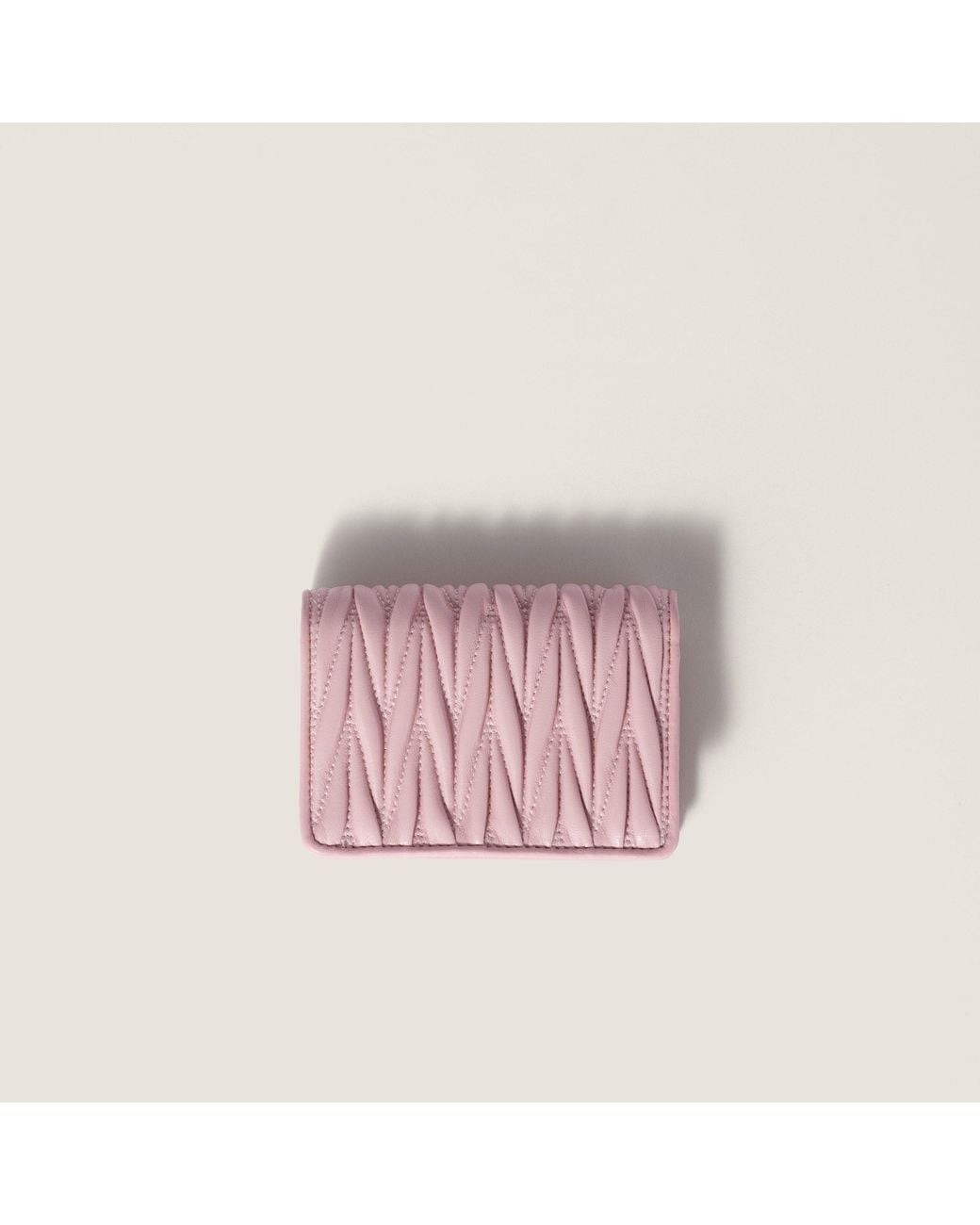 Miu Miu Pink Small Matelassé Nappa Leather Wallet