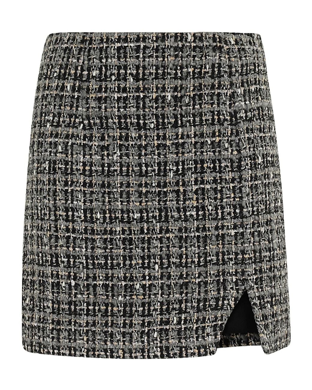 IRO Black Check Midi Skirt