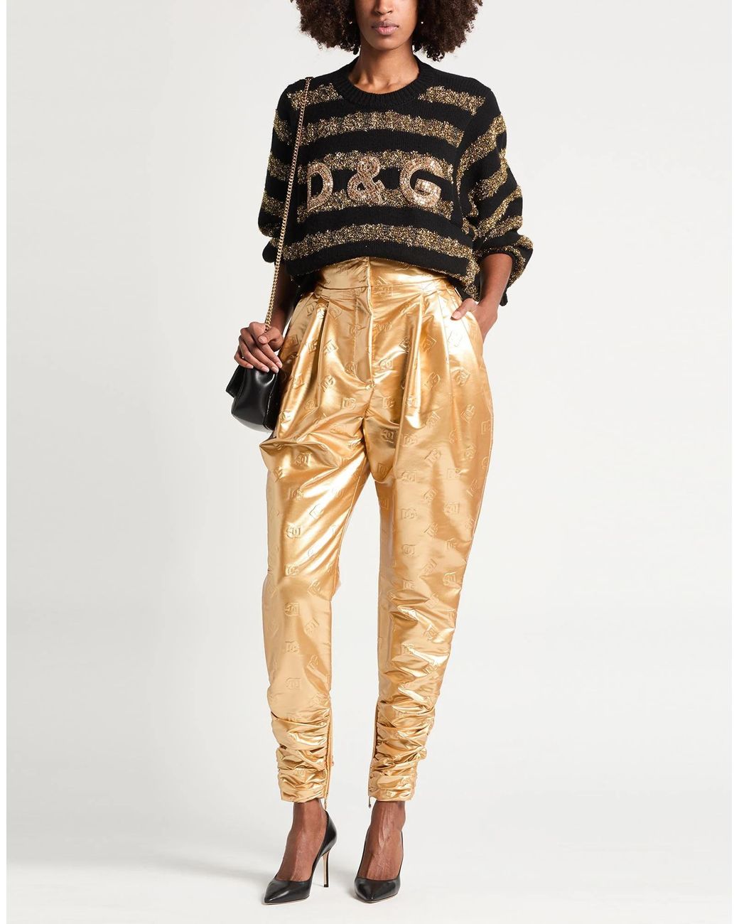 Dolce & Gabbana Metallic Slim-Fit Shiny Trousers