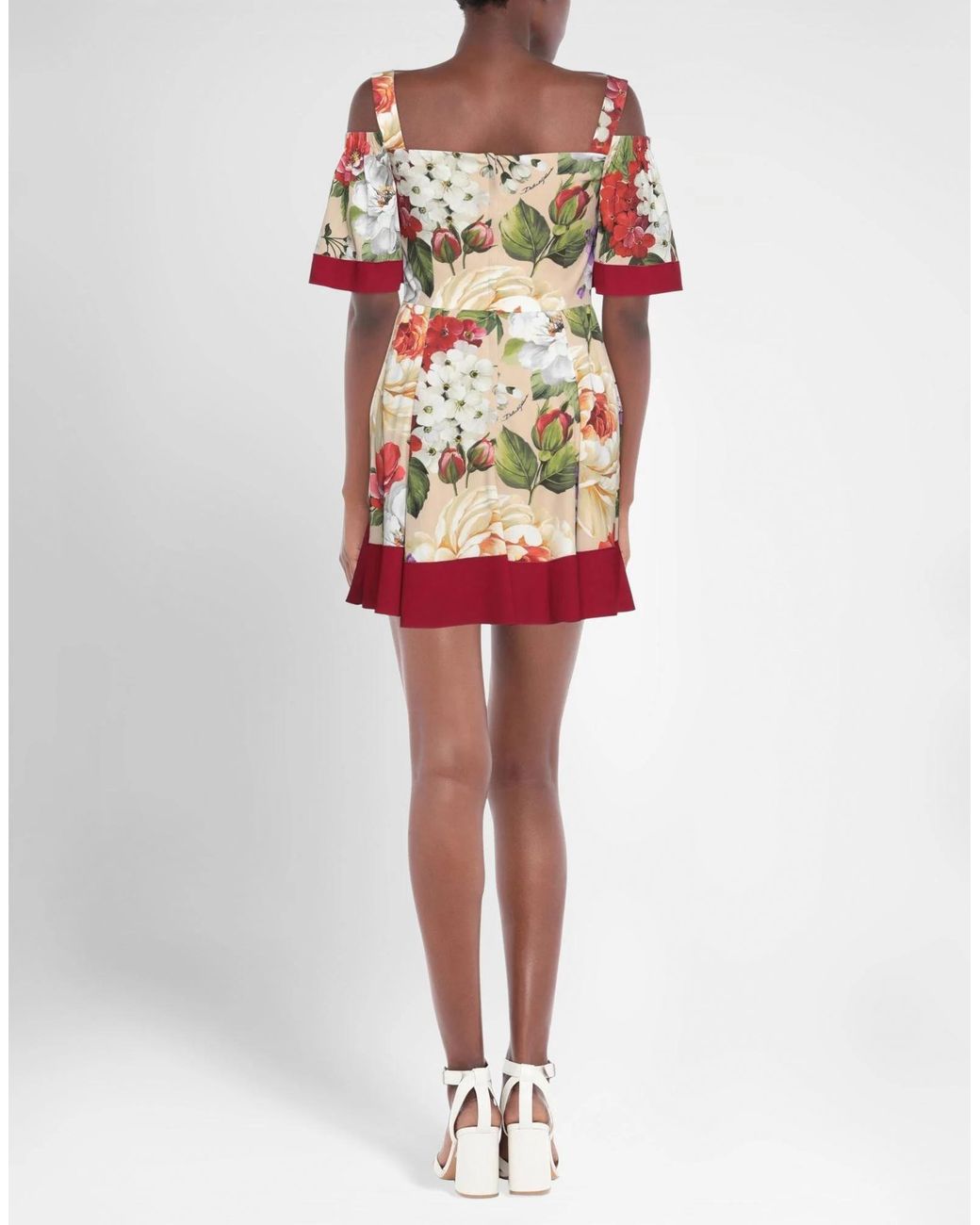 Dolce & Gabbana Red Floral Print Dress